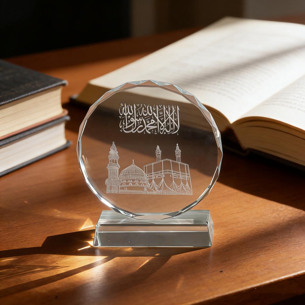 Dropshipping Islamic-Style Crystal Glass Ornaments with Architecture Shape Factory Price Indoor Use