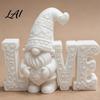 3D Printed Romantic Tabletop Statues Gnome Figurine with LOVE Letters Minimalist White Garden Statue for Heart Warming Presents Special Occasions