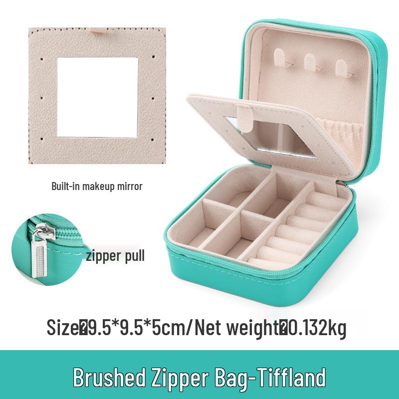 Бархатная шкатулка для драгоценностей на молнии: Портативное хранилище для ожерелий, браслетов, колец и серег