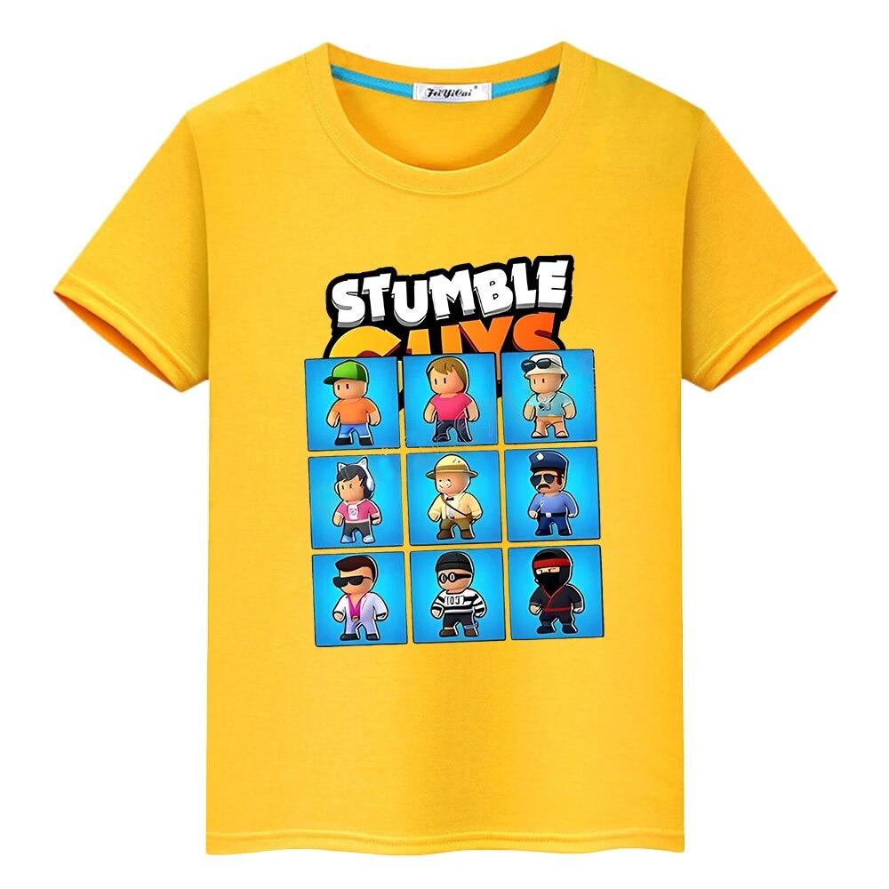 Короткая футболка из 100% хлопка для мальчиков Stumble Guys, футболка Kawaii Pride, цельная футболка y2k, повседневные футболки с принтом аниме, топы, детская одежда для девочек