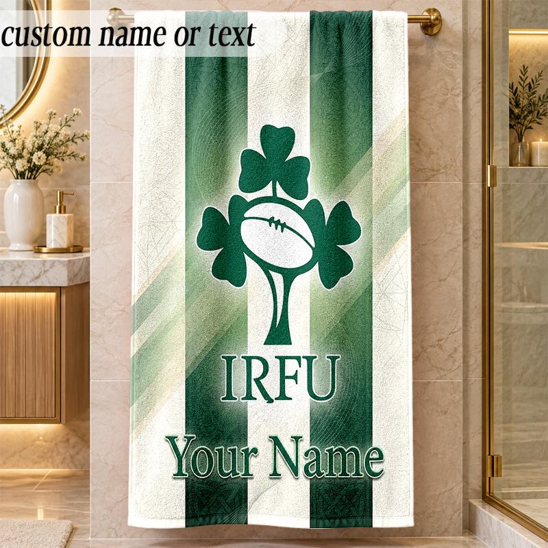 Beach TowelIreland Rugby Custom Name Text Personalized Soft Towel for Beach Pool Indoor Home Decor Gift