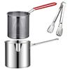 Stainless Steel Deep Frying Pot with Strainer Basket Tempura Fryer Pan Multipurpose Kitchen Fry Pot for French Fries Chicken Fry