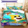 3pcs Pinkfong Shark (3) Design Cover Set - HD Printed Bedding with 1 Cover and 2 Pillowcases - Perfect for Home and Dorm Decor