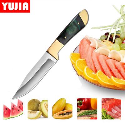 Овощечистка из нержавеющей стали с имитацией древесного зерна, монгольской ручкой и кожаными ножнами