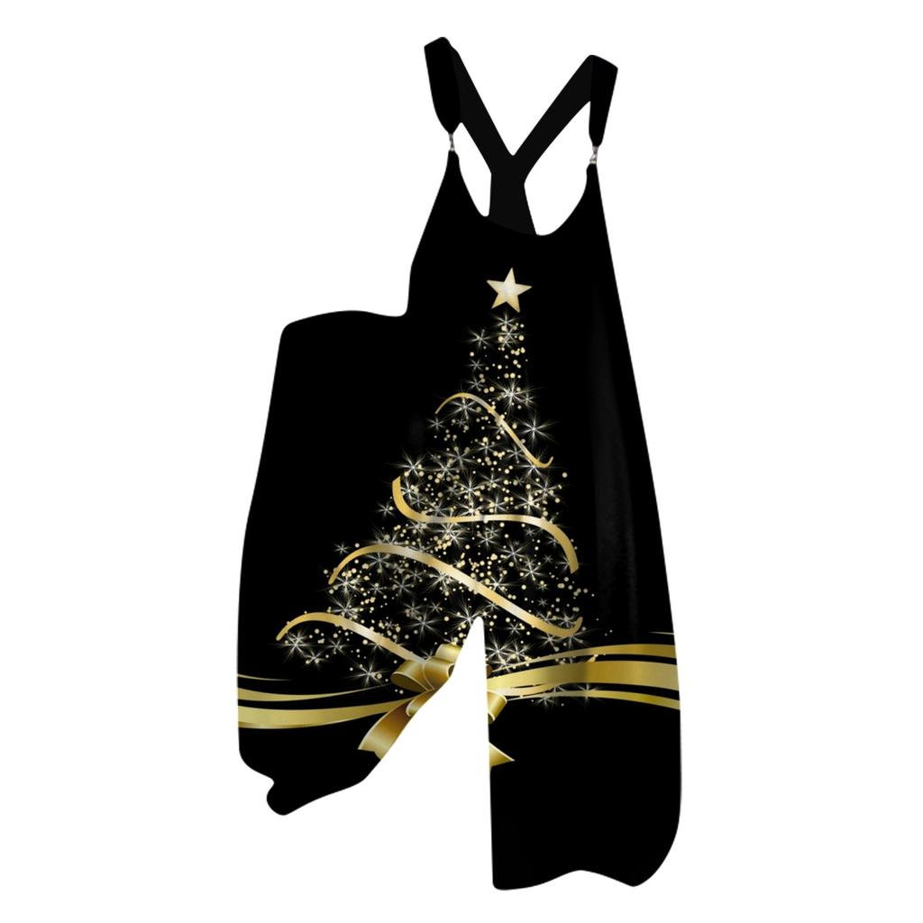 Женский летний комбинезон с рождественским принтом в винтажном стиле (Нерегулируемые ремни)
