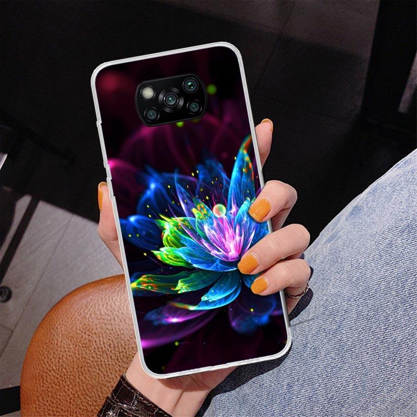 Чехол для телефона с сине-белыми цветами лотоса для Xiaomi Poco X7 X6 X5 Pro F7 Ultra Redmi 15C 15 13C 13 12C 12 10 10A 10C 9 9A 9C 9T