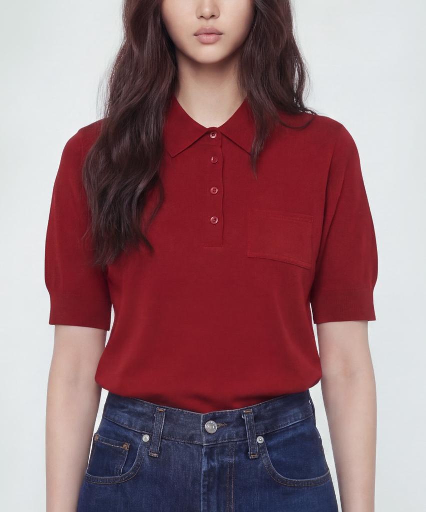 Jonseumedeulli Jenny Classic Polo Shirt Sea Island Cotton Knit Heritage 4 Colors
