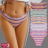3PCS/Set Cotton Panties Briefs for Women Sexy Low-Rise Striped Underwear S-XL Seamless Underpant Pantys Colorful Female Lingerie