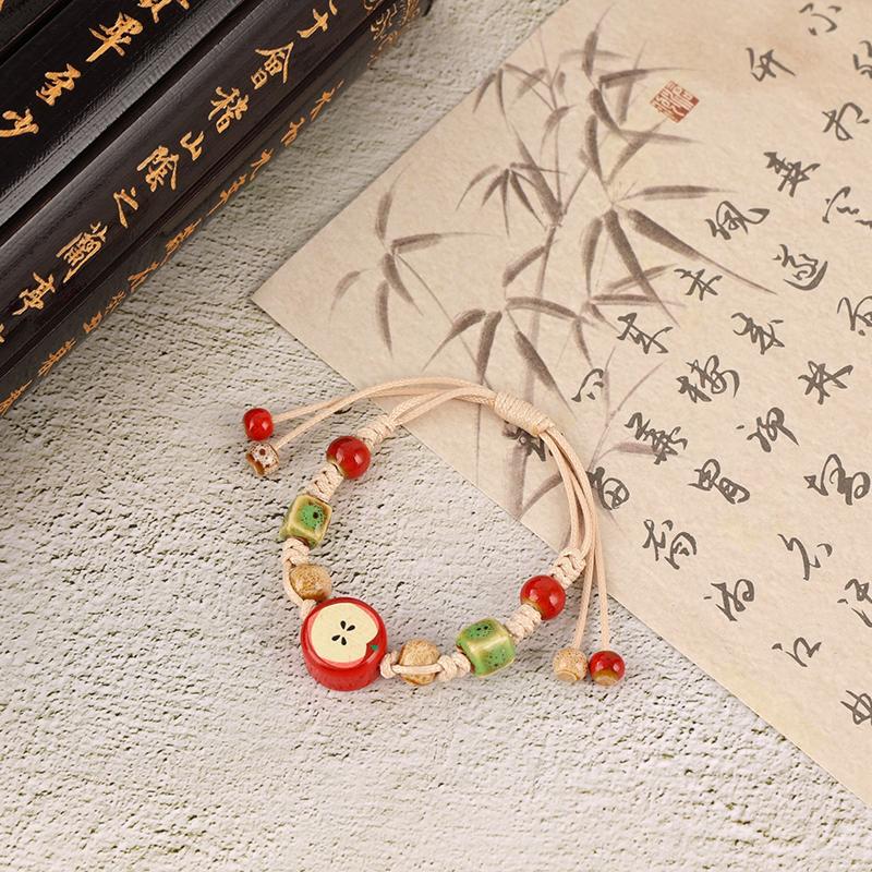 Милый мультяшный плетеный керамический браслет ручной работы для женщин и девочек, универсальный персонализированный керамический браслет с бусинами, регулируемый, подарки