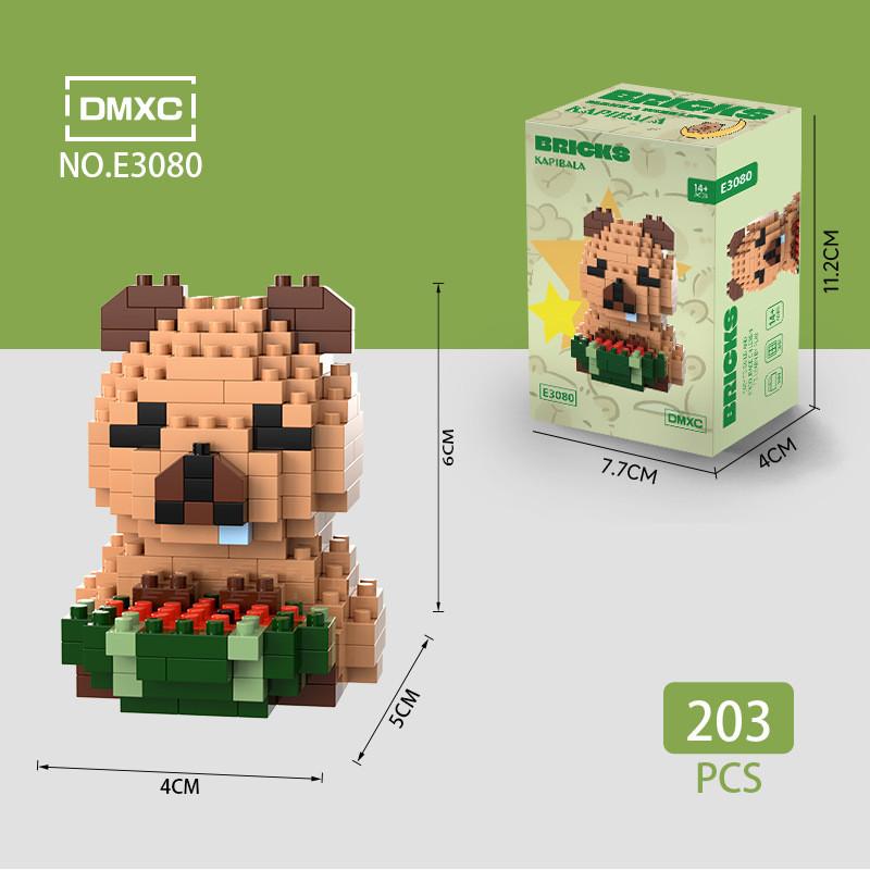 Cute Cartoon Capybara Burger Orange Assembly Building Block Toy Children