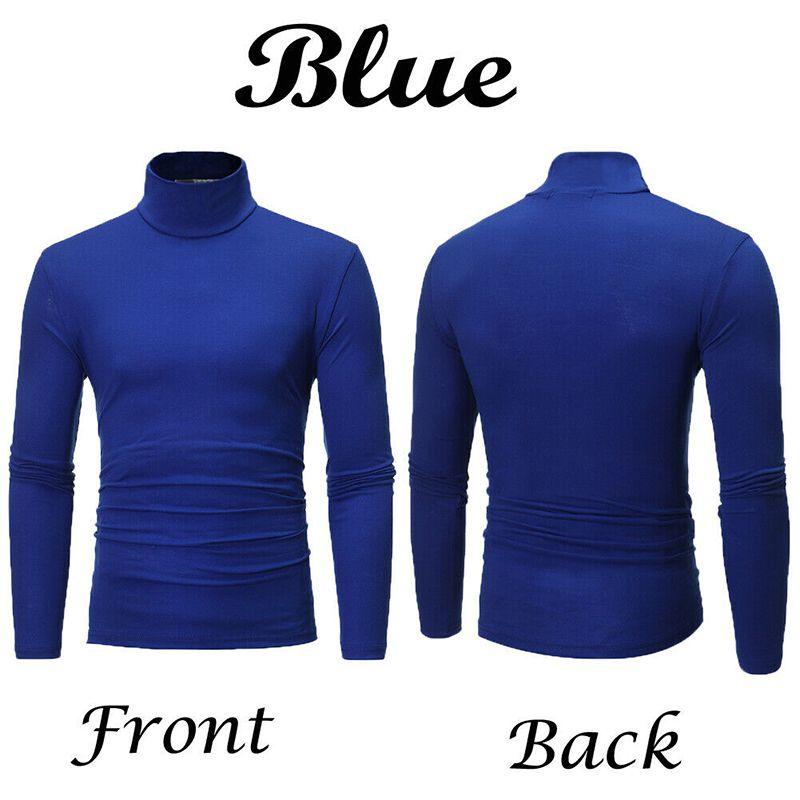 Мужской теплый пуловер-свитер с высоким воротом, однотонный, для стильного образа