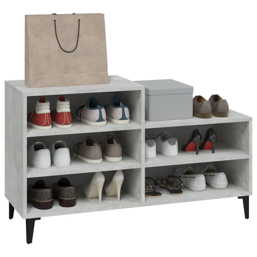Shoe Rack Concrete Grey 102 x 36 x 60 cm Particleboard