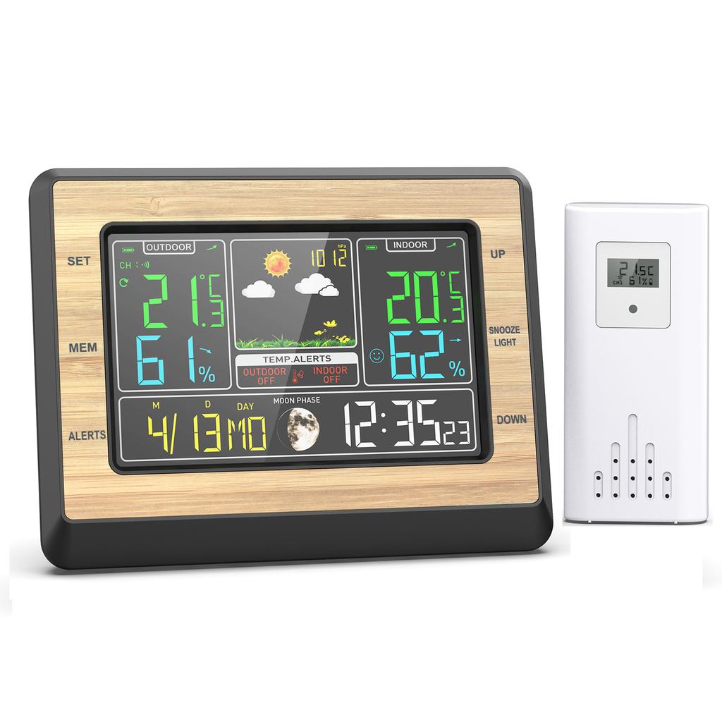 Wireless Color Screen Wther Station Digital Thermometer Moon Phase Di lay Temperature Alarm