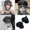 Берет с цепочкой для леди и девушки Мода 2000-х Восьмиугольная шляпа Шляпа-восьмиугольник Шляпа-кепка для девушки Горячая девушка Кепки Всесезонная Шляпа от солнца