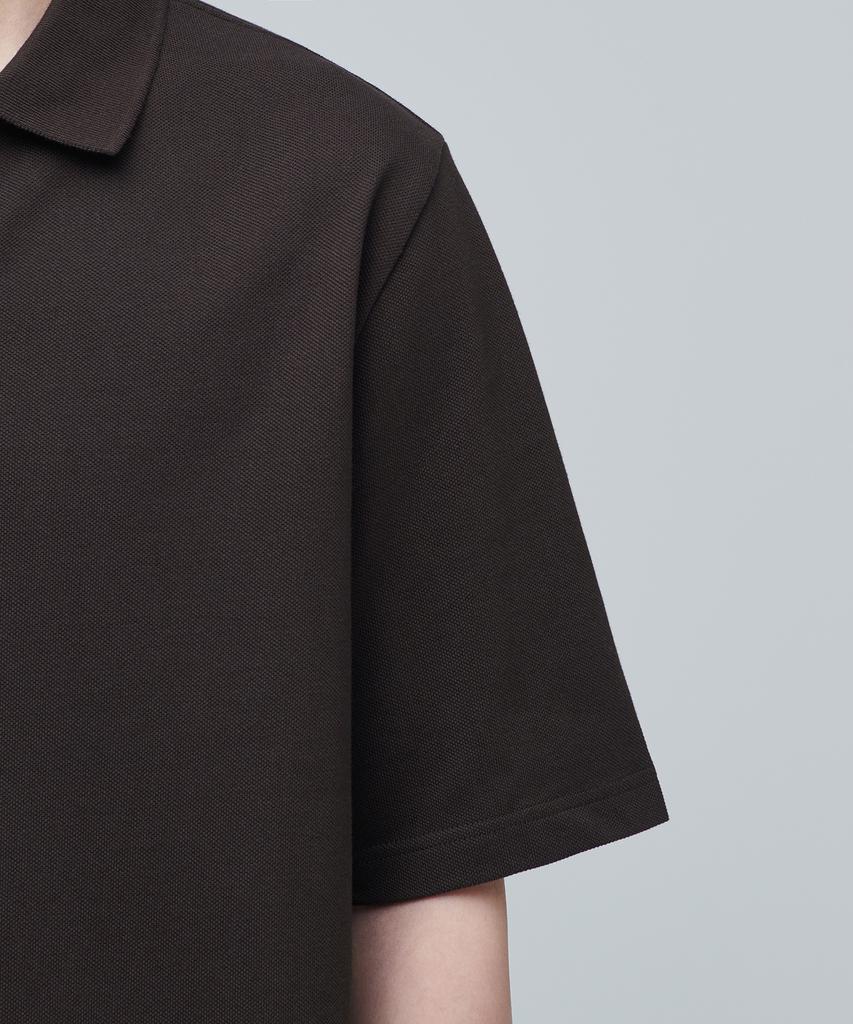 MUSINSA STANDARD Slit Neck Pique Polo Shirt [Dark Brown]