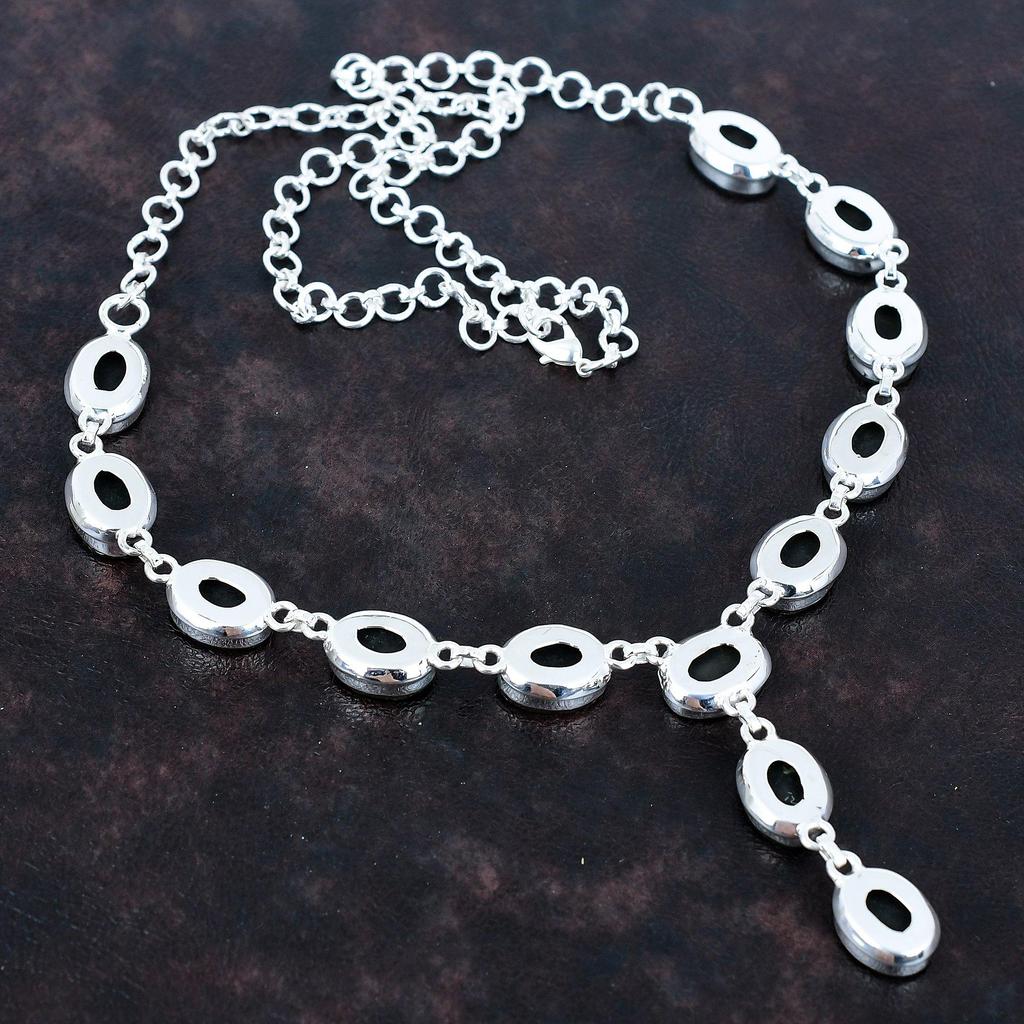 Abalone Shell Necklace Natural Gemstone Necklace 925 Sterling Silver Necklace Handmade Boho Jewelry Adjustable Chain Necklace Gifts for Wife