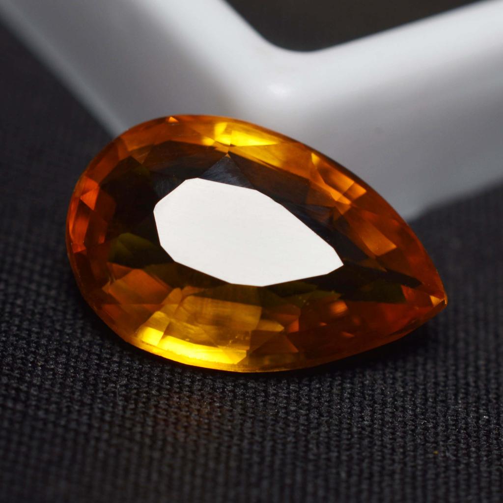 Natural 8.15 Ct Loose Authentic Pear Cut Gemstone Sapphire Yellow