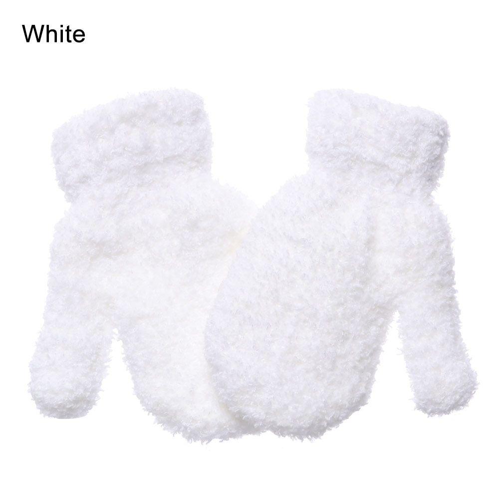 Boys Girls Winter Lovely Soft Warm Baby Candy Color Coral Plush Mittens Full Fingers Kids Gloves