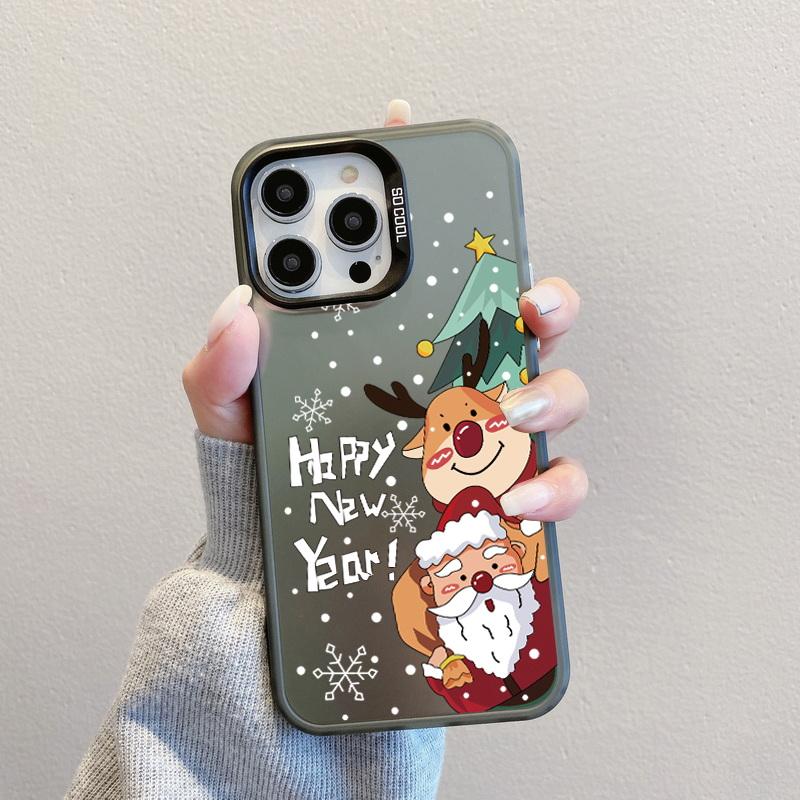 Рождественский лазерный чехол для телефона с астронавтом для iPhone 15 14 Pro Max 13 12 11 Samsung S23 S22 Ultra A54 A53 Противоударный задний чехол с рисунком оленя и Санта-Клауса