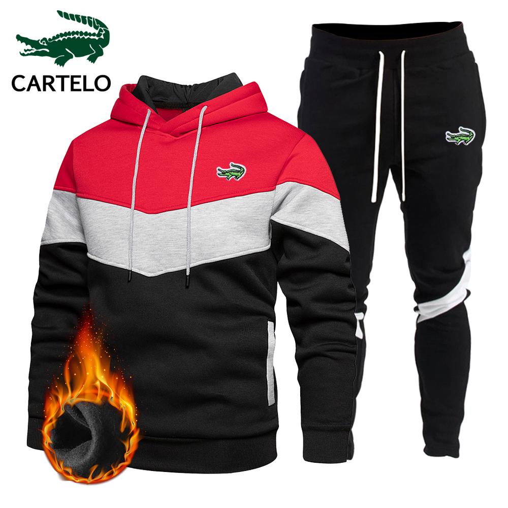 CARTELO Вышивка Осень/Зима, новый комплект из двух предметов с капюшоном и брюками, мужская спортивная одежда в тон