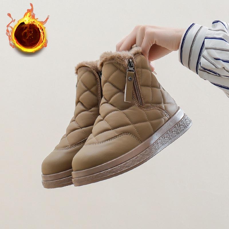 Женские зимние ботинки на толстой платформе, зимние теплые ботинки с подкладкой из искусственного меха и молнией, повседневные удобные нескользящие короткие ботинки, обувь для женщин