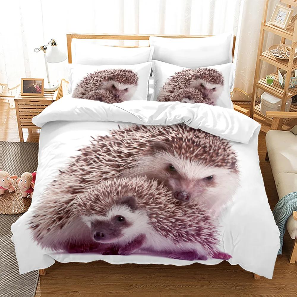 Комплект постельного белья с изображением 3D ёжика, комплект постельного белья Queen, мягкий комплект постельного белья, покрывало и наволочки для спальни Queen, детский домашний текстиль