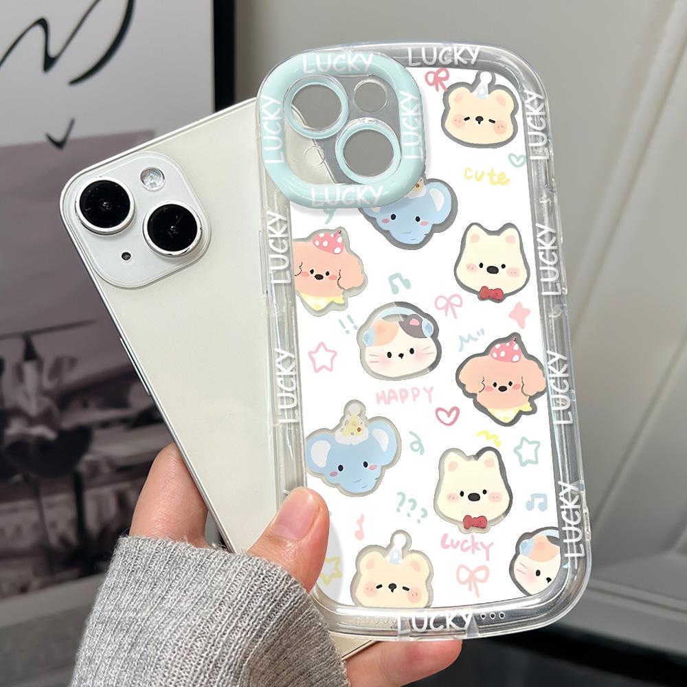 Mobile Phone Cases for iPhone 11 13 XR 15 Pro Max 12 14 Pro Max Case iPhone 16 7 Plus 8 Plus XS Max Cartoon Pattern Anti-drop Protection Shockproof