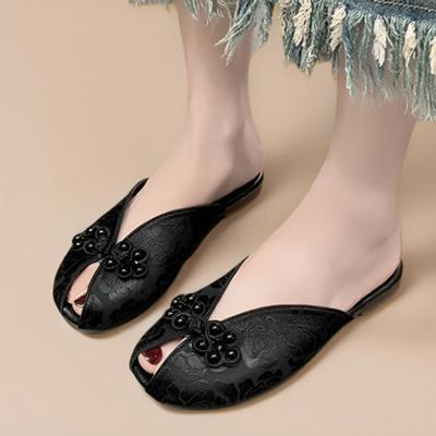 Модная женская обувь 2024 года, горячая распродажа, закрытый носок, женские тапочки, весна-осень, принт, подошва Solft, легкие, повседневные, удобные, плоские тапочки