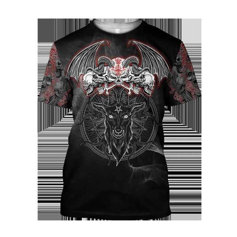 Новая футболка с принтом дьявола и сатаны 3D летняя мужская женская футболка с коротким рукавом модная Харадзюку хип-хоп повседневная унисекс уличная одежда