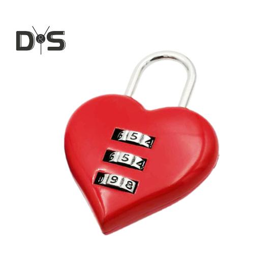 Stainless Heart Lock 3 Numbers Chic Suitcase Box Padlock