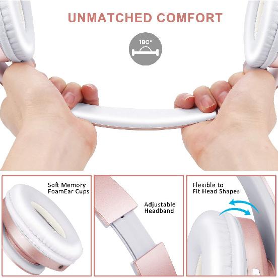 ZIHNIC Bluetooth Headphones Over-Ear, Foldable Wireless and Wired Stereo Headset Micro SD/TF, FM for Cell Phone,PC,Soft Earmuffs &Light Weight for