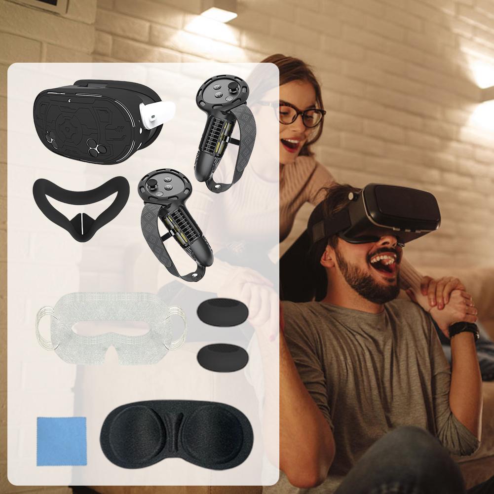 7 шт. Аксессуары для VR Защитный чехол Противоударный для Meta Quest 3S Аксессуары для VR Ударопрочные Рукоятки контроллера Чехол Оболочка для VR
