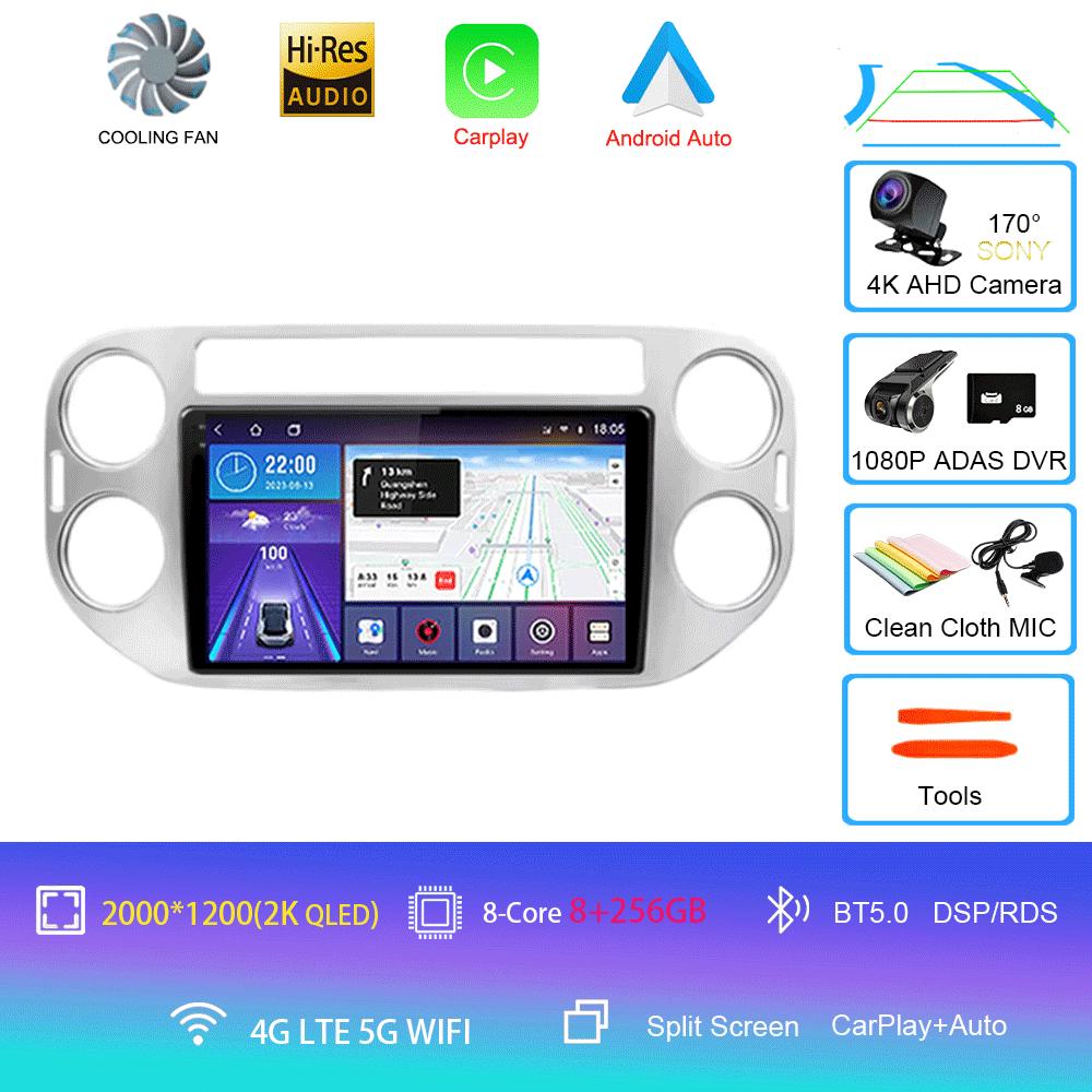 Автомобильное радио Android 14 Wireless CarPlay Auto для VW Volkswagen Tiguan 1 NF 2006-2016 Мультимедийный видеоплеер Стерео GPS 2din Navi
