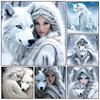 5D DIY Diamond Painting Cross Stitch Woman and White Wolf Full Square Diamond Embroidery Mosaic Set Crafts Home Decoration Gift