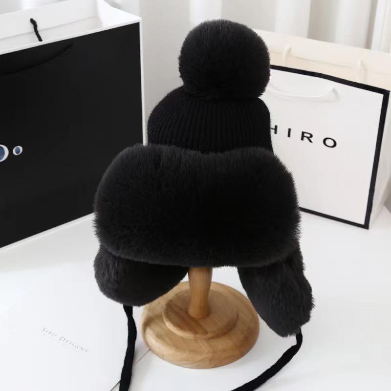 Fleece thickened winter hat children's and women's parent-child hat plush knitted ear protector outdoor cold-proof ski thunder hat