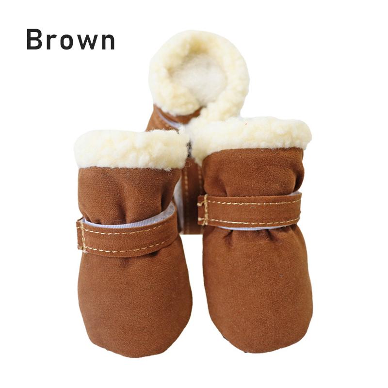 4 шт./лот зимняя толстая теплая обувь для собак мягкие плюшевые нескользящие водонепроницаемые зимние ботинки для щенков обувь для прогулок на открытом воздухе аксессуары для домашних животных