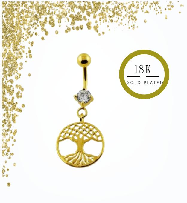 KODY PIERCING 18-каратное позолоченное кулон-подвеска «Древо жизни» для пирсинга пупка - качественный пирсинг
