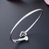 Heart Shaped Key Foot Silver Bracelet S990 Silver Opening Smooth Solid Pure Silver Bracelet for Giving Girlfriend Silver Jewelry Bracelet Bracelet