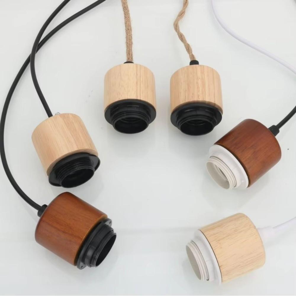 Новый держатель лампы E27 из массива дерева, подвесные DIY аксессуары, патроны для подвесных ламп, регулируемый провод, основание для абажура