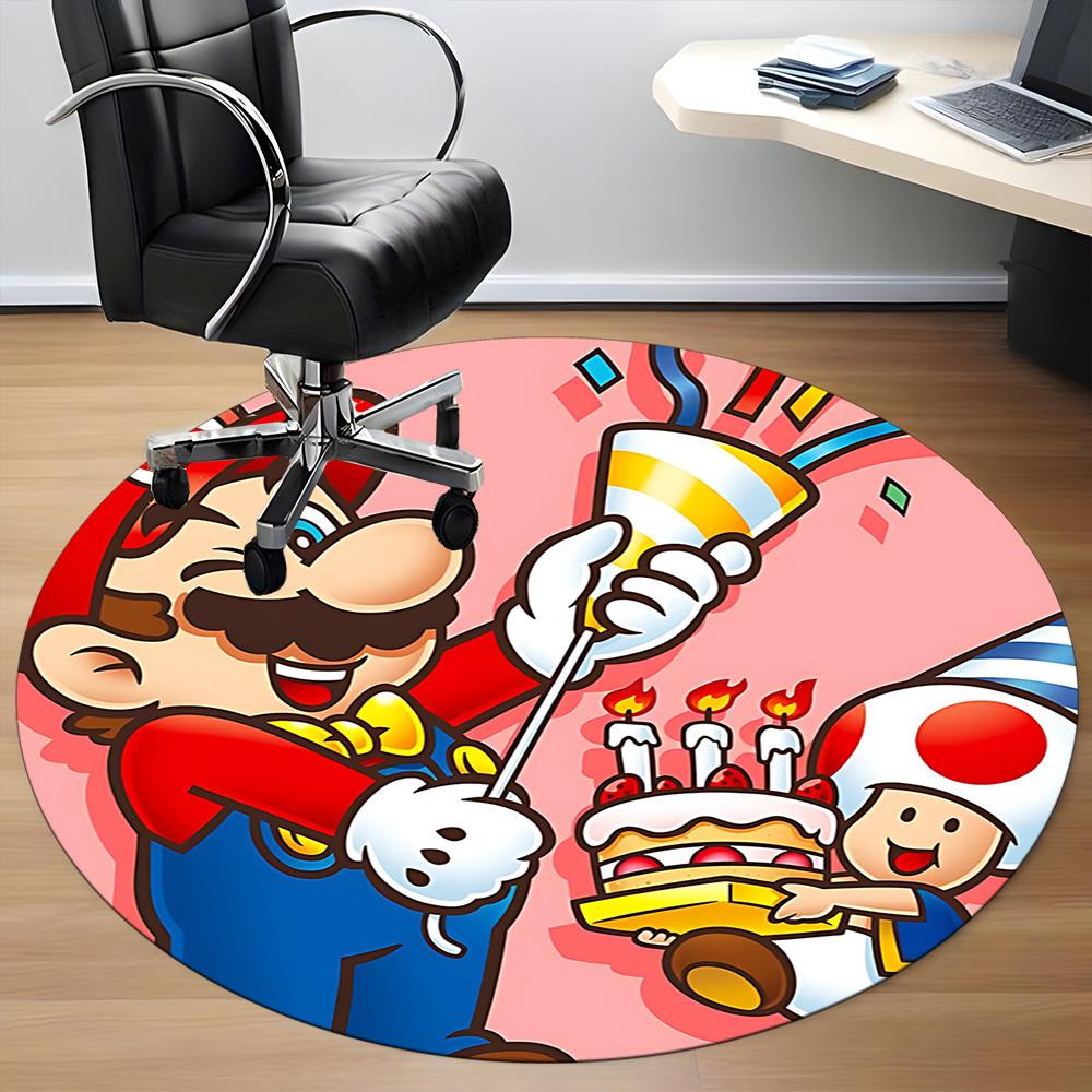 1pc Mario Party Office Round Area Rug, Under Office Chairs Bedroom Living Room Home Decor, Room Decoa1016204