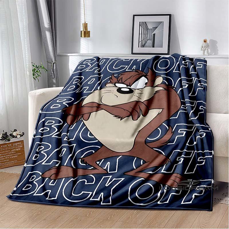 Fun Cartoon Tasmanian Devil Warm and Cozy Flannel Blanket—Ideal for Bedrooms, Sofas, Beds, Seats, Picnics, and Travel