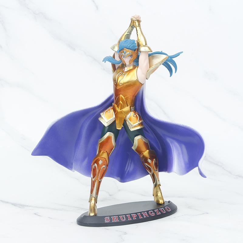 Cheap  Anime Gold Saint Seiya Aquarius Aries Pisces  aquarius Cancer Leo PVC Action Figure Collectible Model Toy 19-21cm