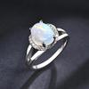 Simple Natural Ethiopia Colorful Opal Ring Real Gemstone Oval 8*10mm Good Quality 925 Sterling Silver Fine Jewelry for Women
