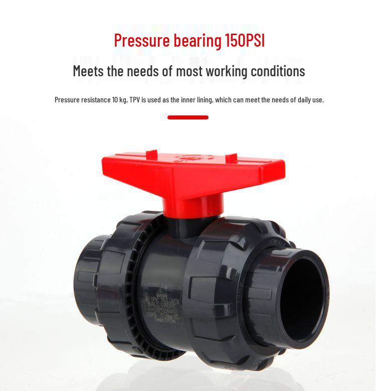 Taiwan PVC Double Union Ball Valve - Acid & Alkali Resistant with Handle