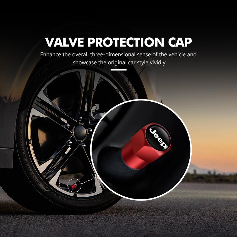 4pcs Car Aluminum Tire Wheel Valve Caps Universal Accessories For Jeep Cherokee Patriot Liberty Wrangler JK JL Commander KUBEL1