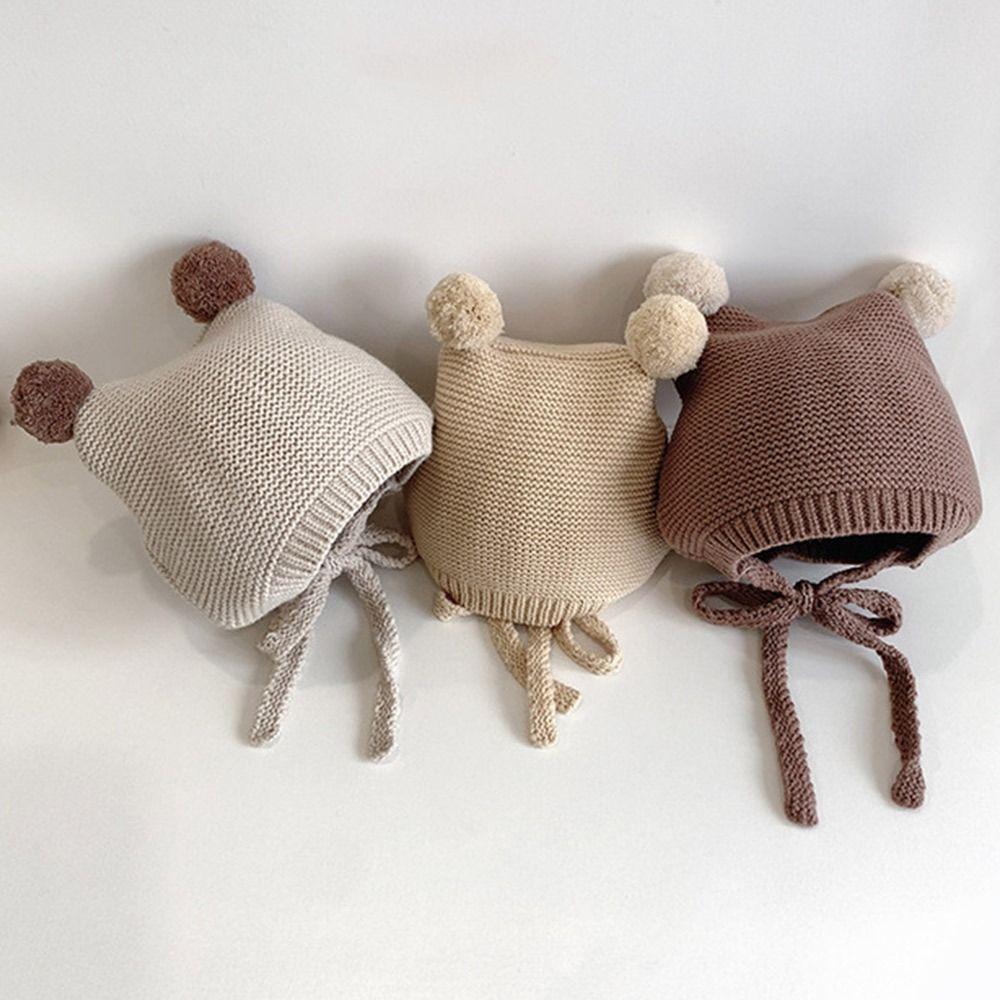 3-24 Months Wool Ball Baby Winter Hats Soft Bonnet Cap Fashion Newborn Ear Protection Cap  Infant