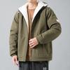 Autumn and Winter Thickened Fleece Jacket Trendy Tooling Jacket Men's Outdoor Hooded Versatile Cotton Clothes