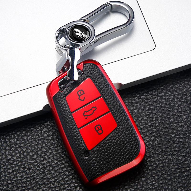Leather Style Car Remote Key Case Cover Shell For Volkswagen VW Tiguan MK2 Magotan Passat B8 CC For Skoda Superb A7 Accessories