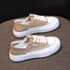 Туфли Baotou Small White Shoes Step on Heel, женская повседневная верхняя одежда на весну, туфли на плоской подошве для студентов, кроссовки на толстой подошве со шнуровкой
