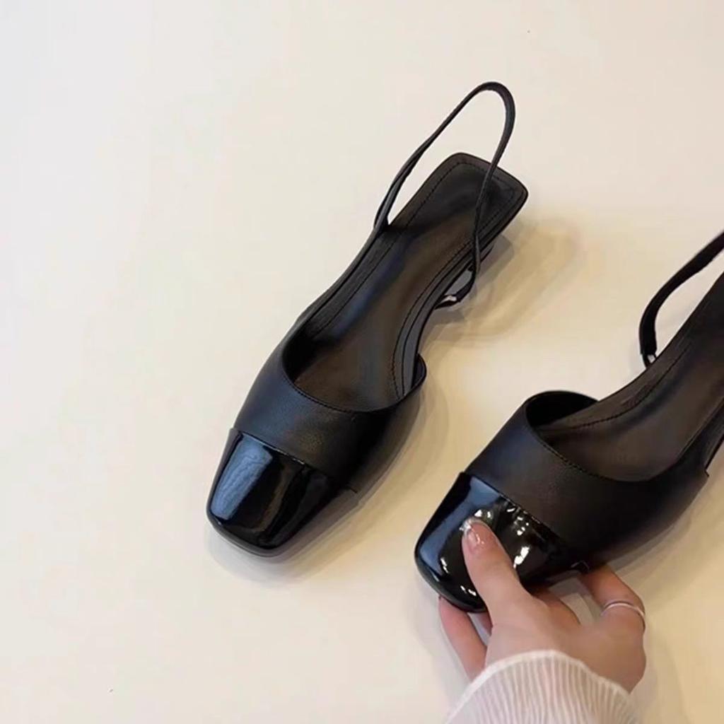 Square Head Light Mouth Color Matching One-word Buckle Sandals Women's New Versatile Casual Mary Jane Shoes Sandals